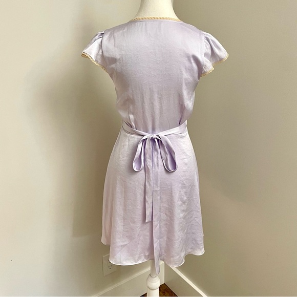 Aritzia Wilfred Mademoiselle Satin Dress Purple Lace Trim Size Small Coquette - Picture 10 of 13